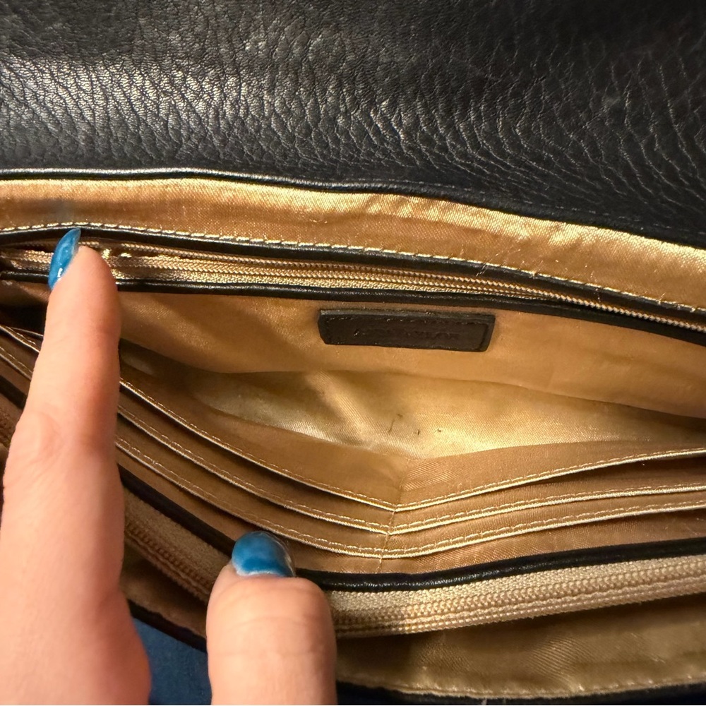 Ann Taylor Black Leather Clutch with Ring Accent - Picture 6 of 11